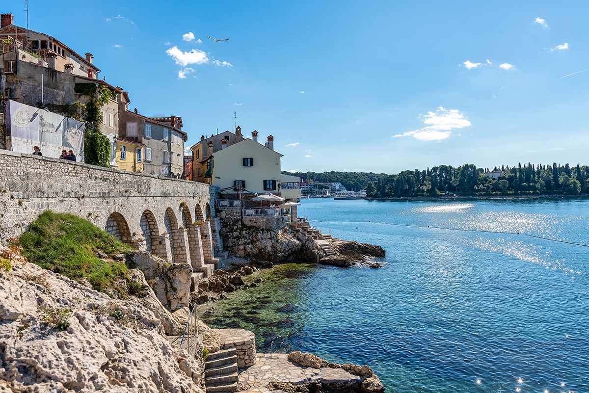 Croatia Rovinj - Picturesque Istrian coastal town with colorful buildings and Venetian architecture