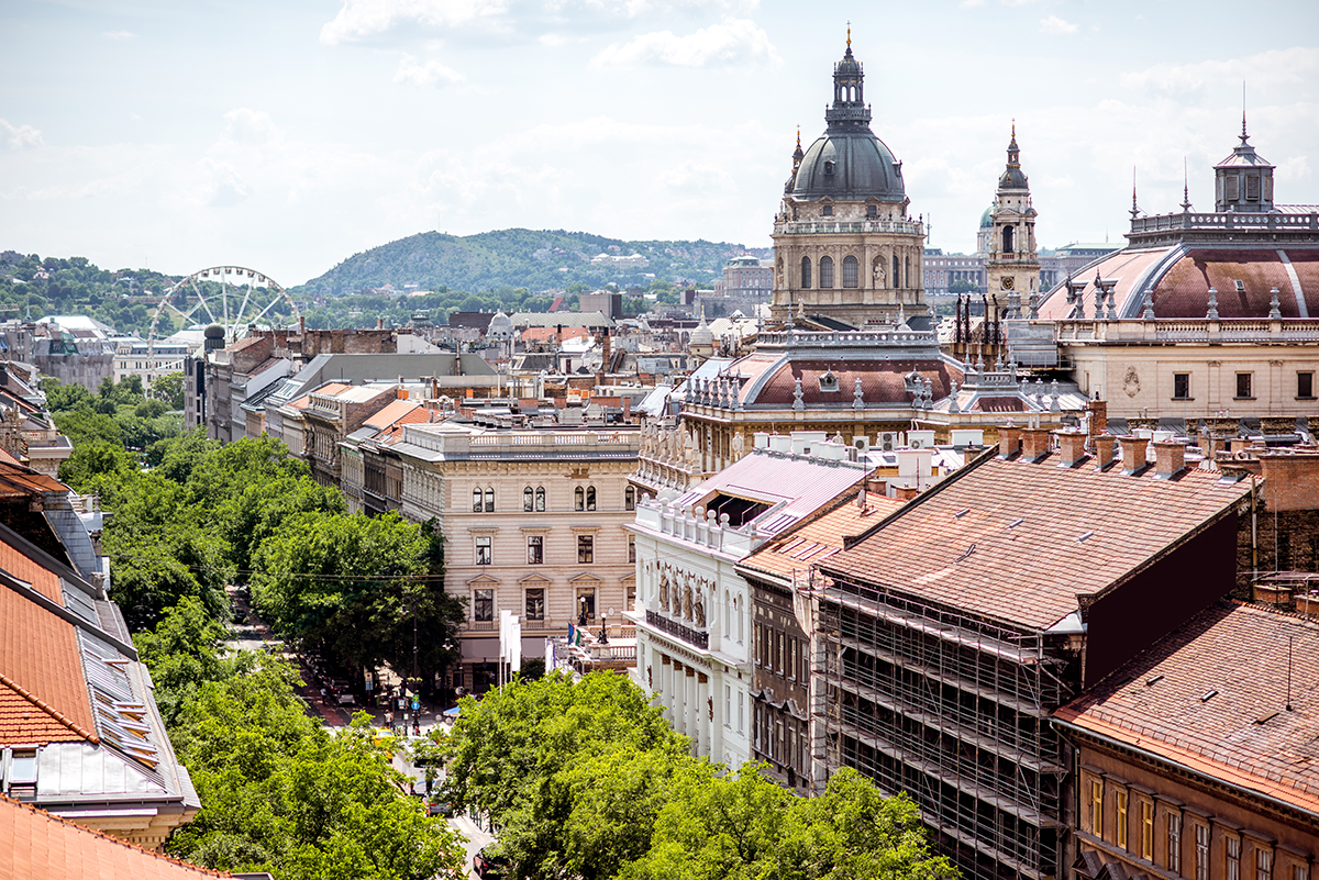 Budapest Hungary - Beautiful rooftops and historic Hungarian architecture