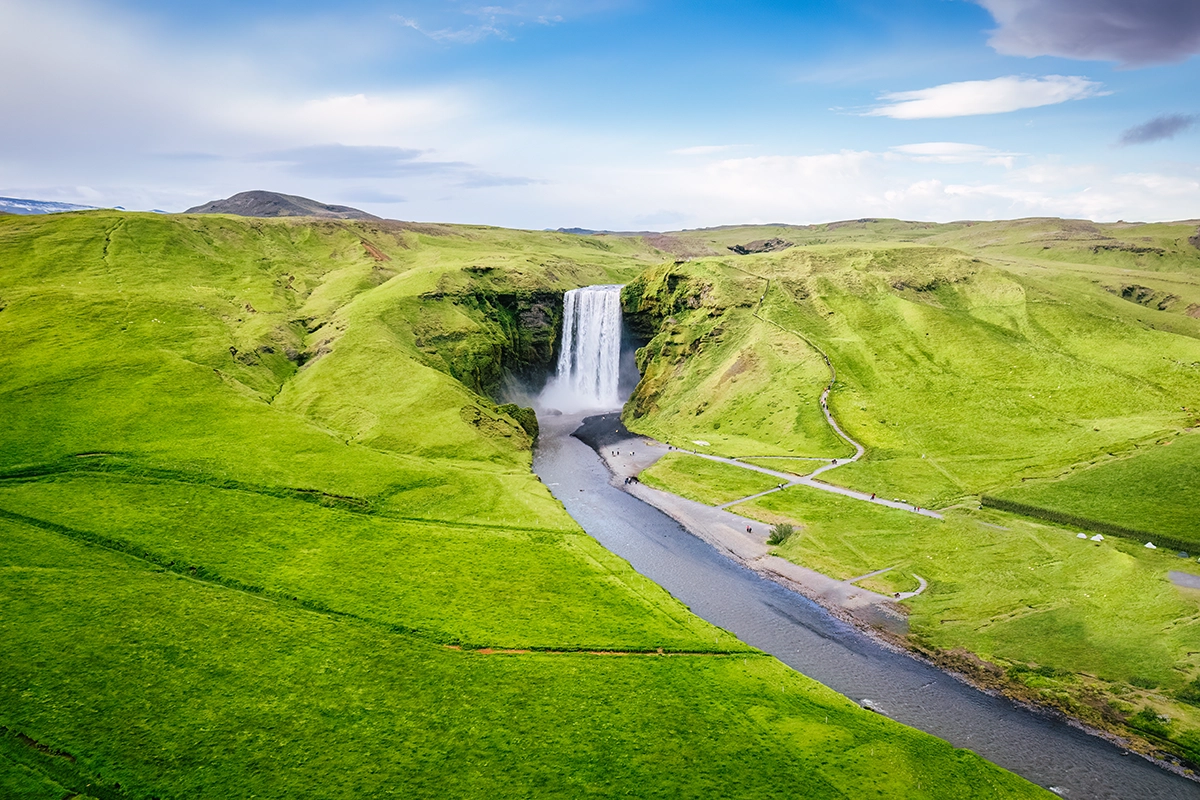 Iceland Waterfall - Majestic cascade in pristine natural landscape