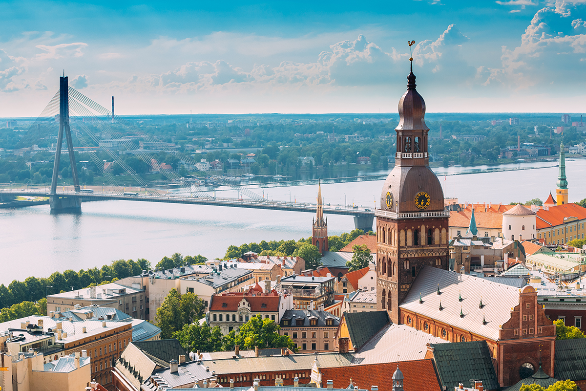 Riga Latvia - Beautiful Baltic capital with medieval Old Town and modern skyline