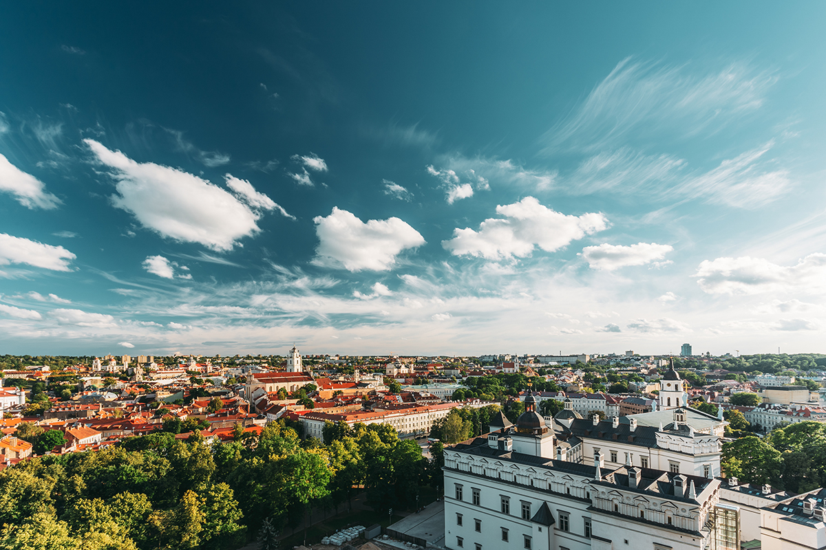 Vilnius Lithuania - Beautiful Baltic capital with historic architecture and modern skyline