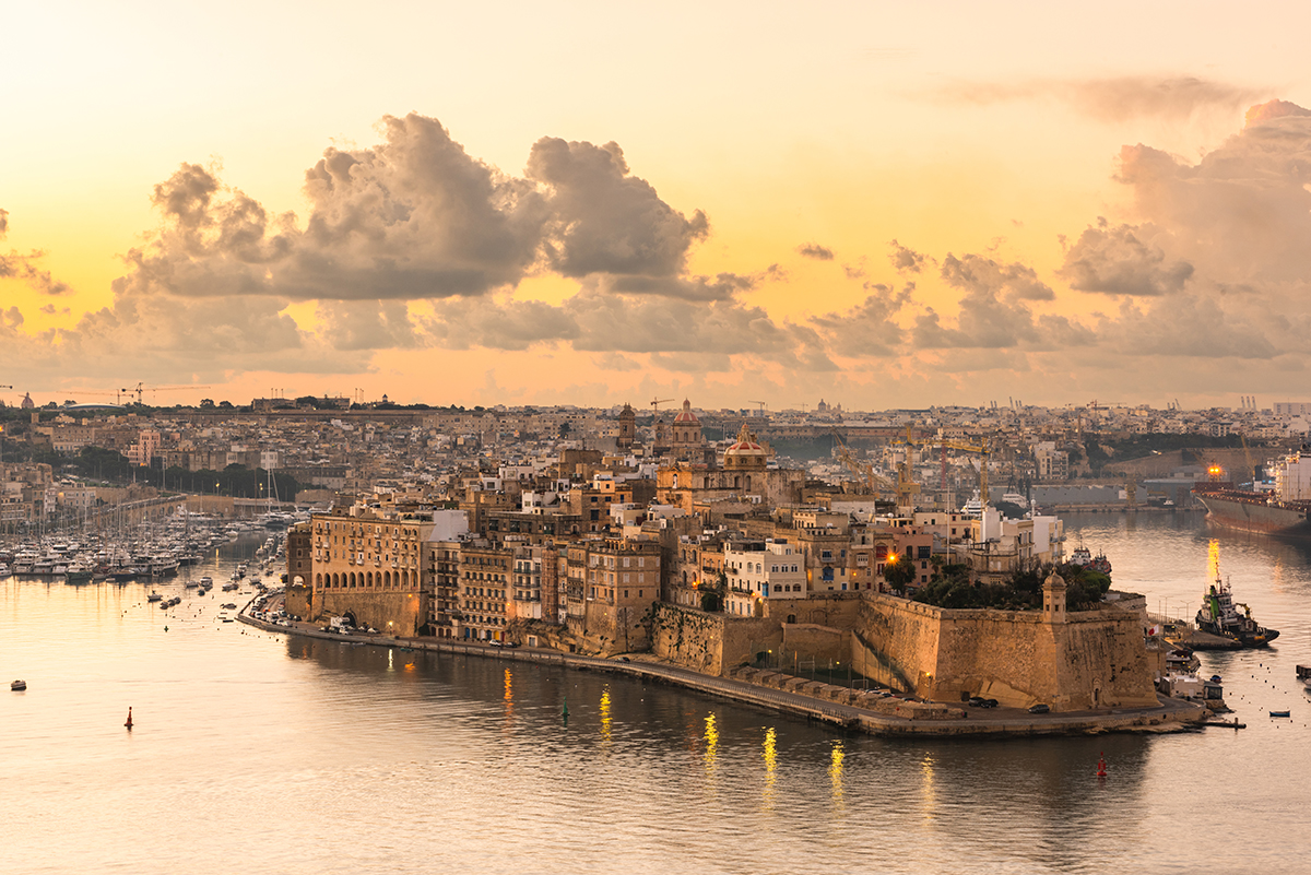 Malta Valletta Sunset - Stunning golden hour over historic fortifications