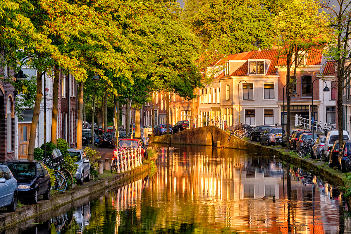 Delft Netherlands - Historic city with famous blue pottery and canals