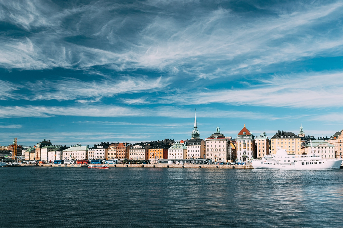 Stockholm Harbour Sweden - Beautiful waterfront with boats and historic architecture